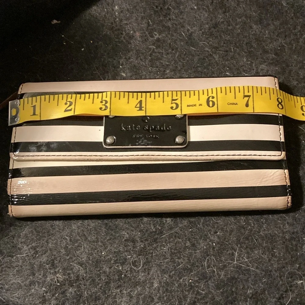 Black and white stripe Kate Spade trifold wallet